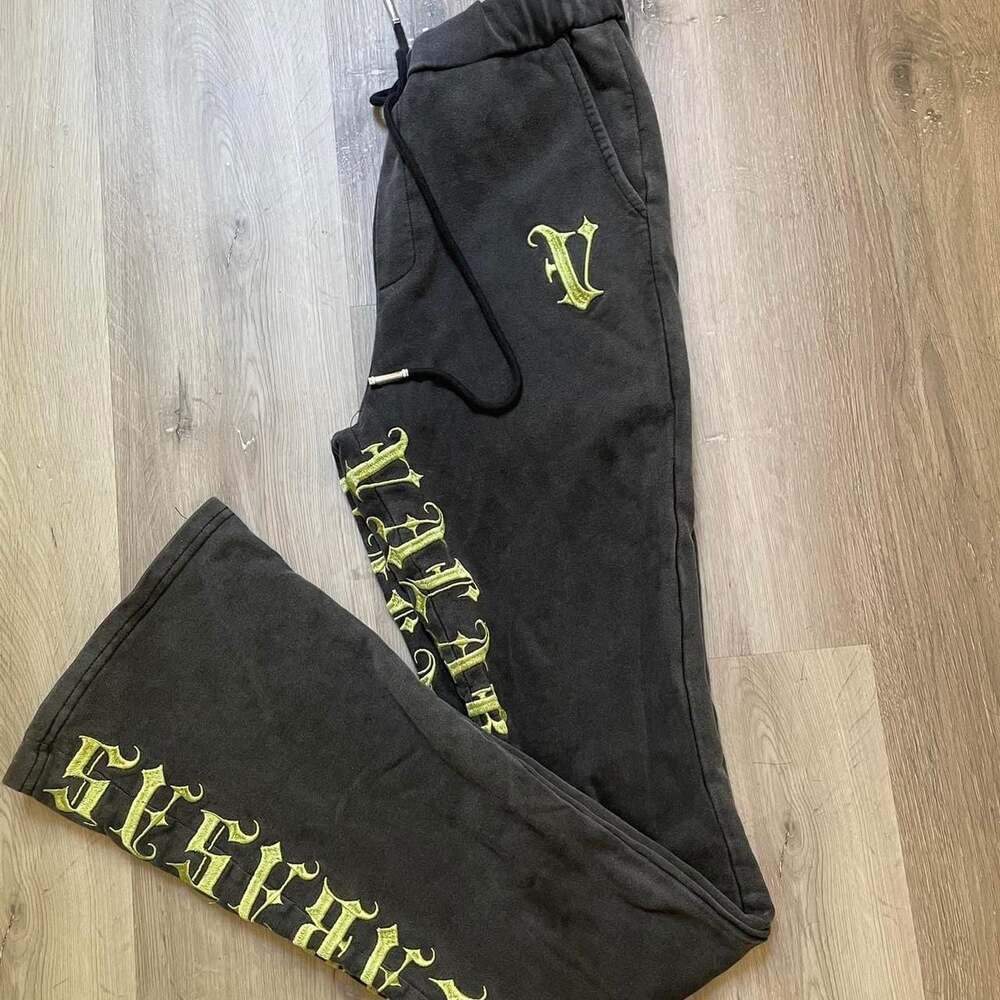 Valabasas Flared Sweatpants Black Lime Green